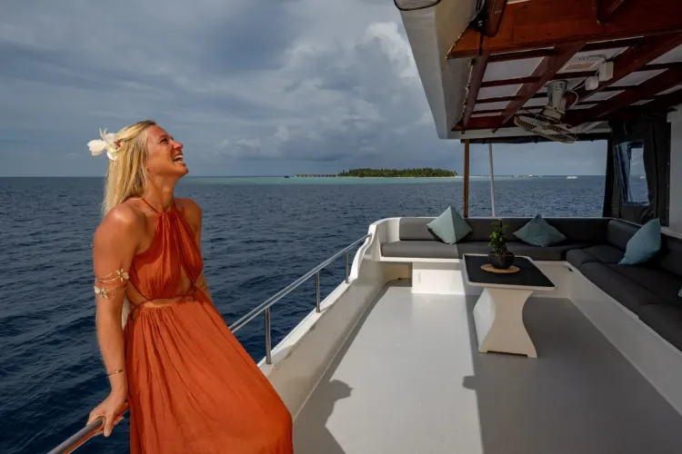 Ocean-facing lounge deck aboard AMBA