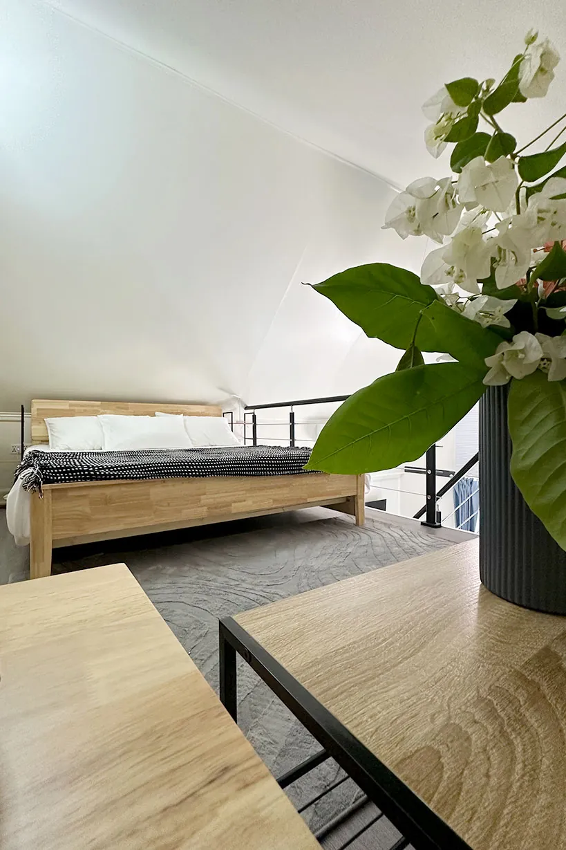 Loft bedroom in a villa at Ambra Maldives, Thoddoo