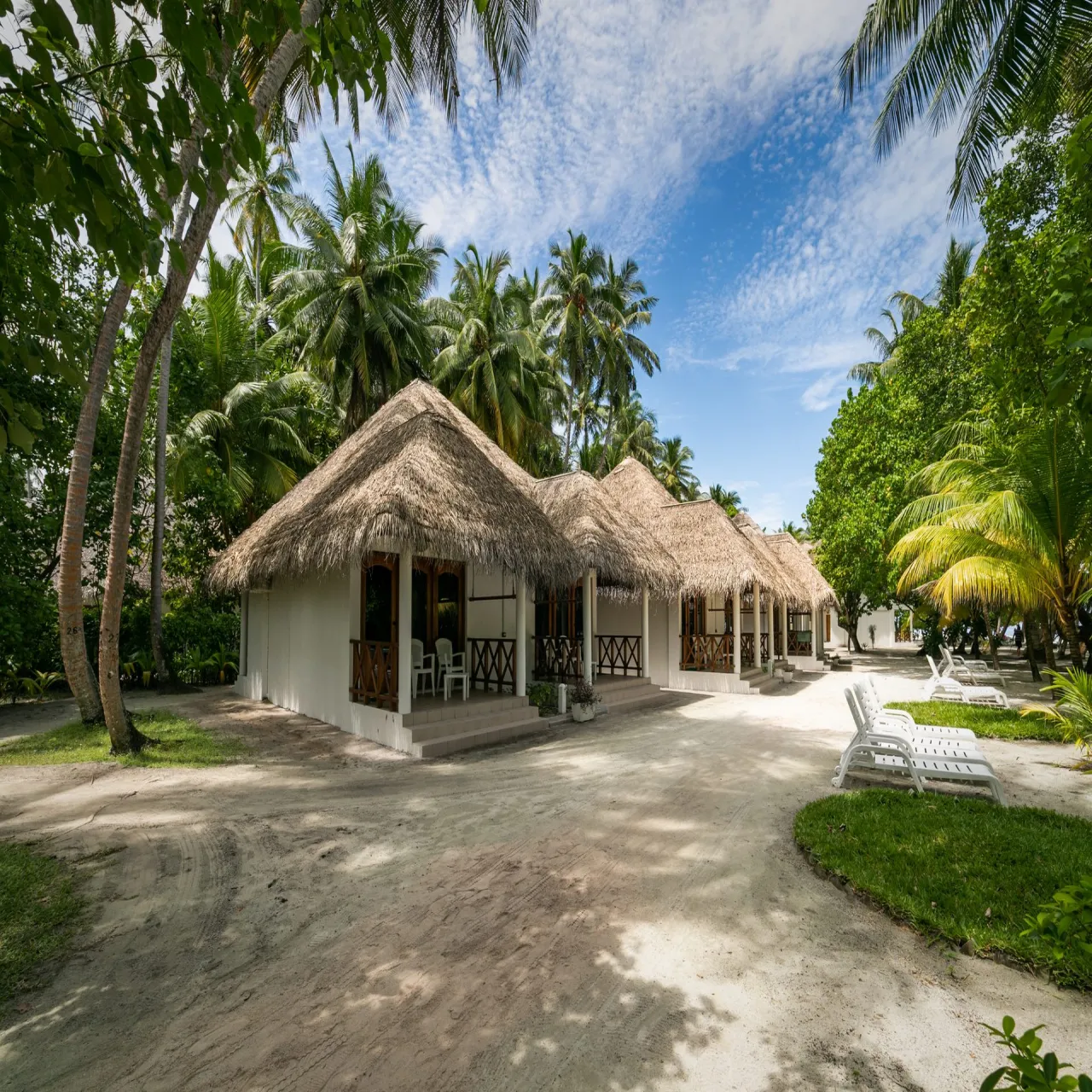 Beach at Fihalhohi Island Resort on Fihalhohi, Maldives