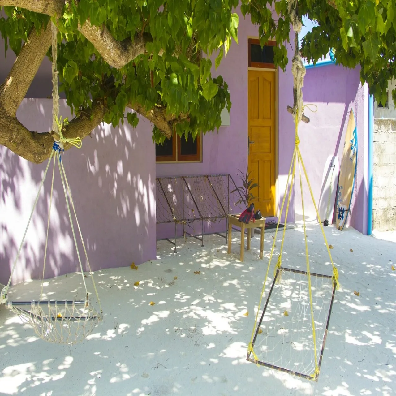 Exterior of Jailbreak Surf Inn on Himmafushi, Maldives