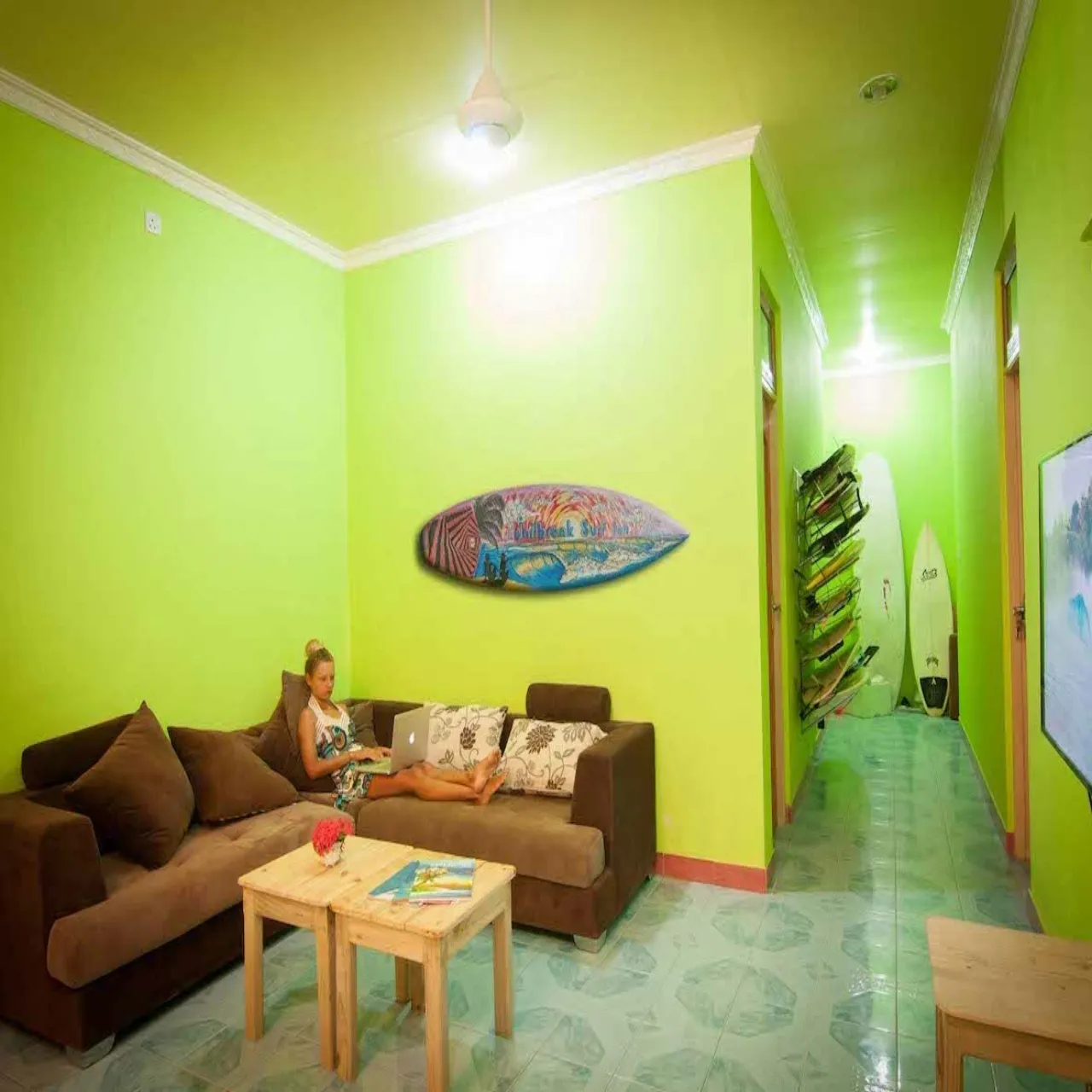 Lobby at Jailbreak Surf Inn on Himmafushi, Maldives