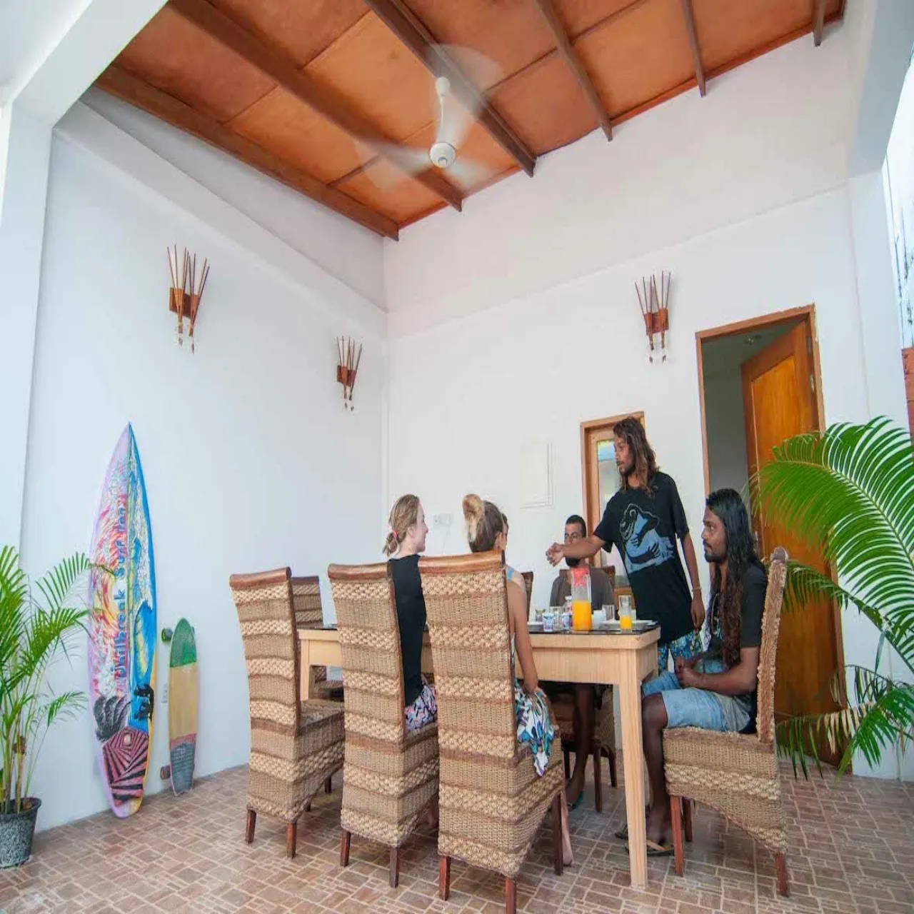 Terrace at Jailbreak Surf Inn on Himmafushi, Maldives