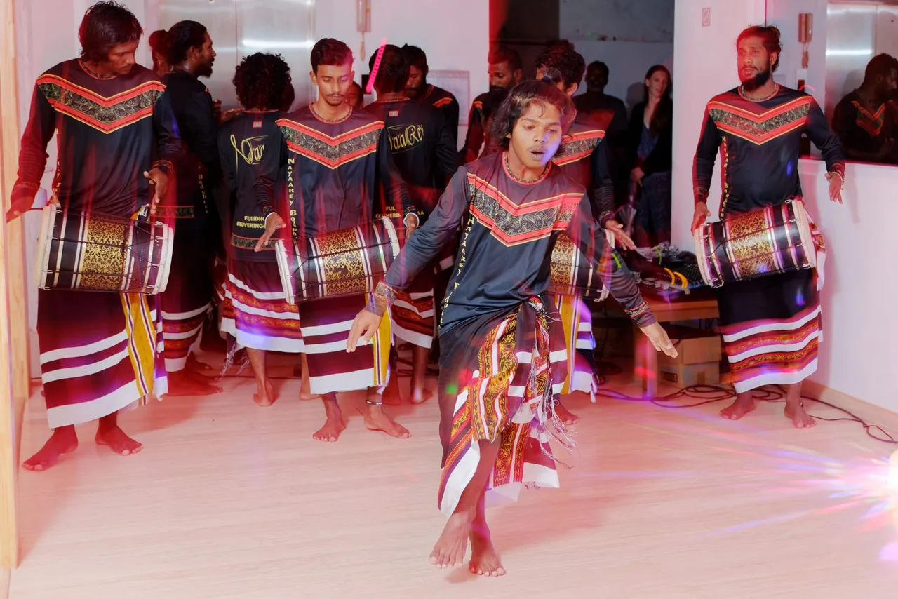 A traditional boduberu drumming and dance performance on Fulidhoo