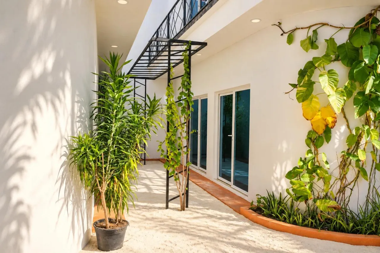 Garden courtyard entrance at Nala Island Village, Maafushi