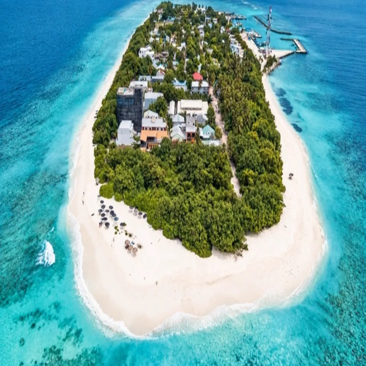 Aerial view of Nala Veli Beach & Spa on Ukulhas, Maldives