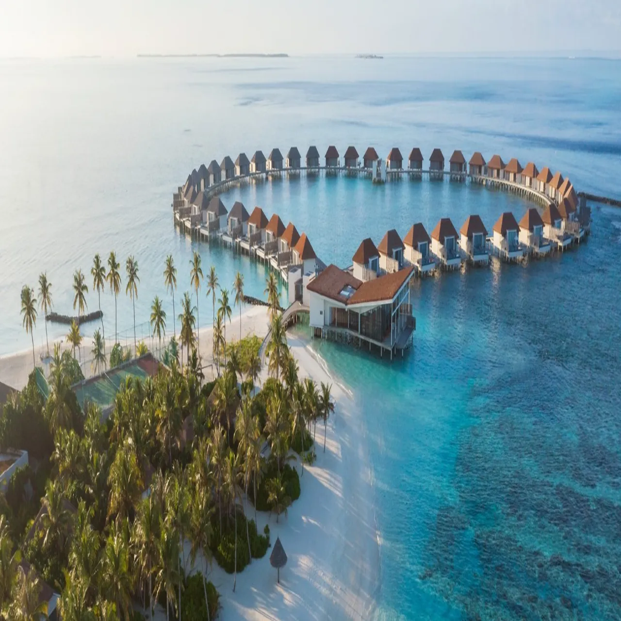 Aerial view of Radisson Blu Resort Maldives on Fenfushi, Maldives