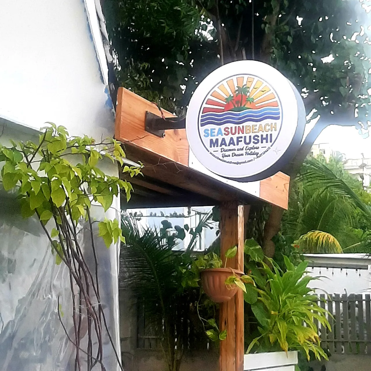 Entrance sign of Seasun Beach, Maafushi