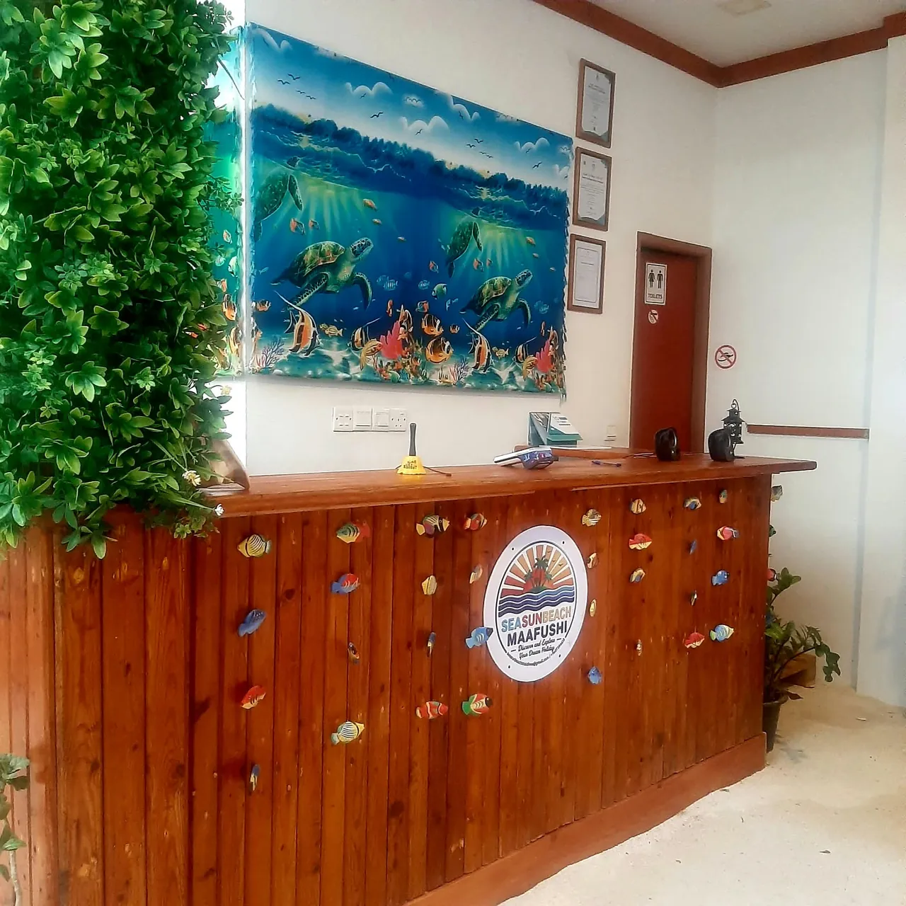 Reception desk at Seasun Beach, Maafushi
