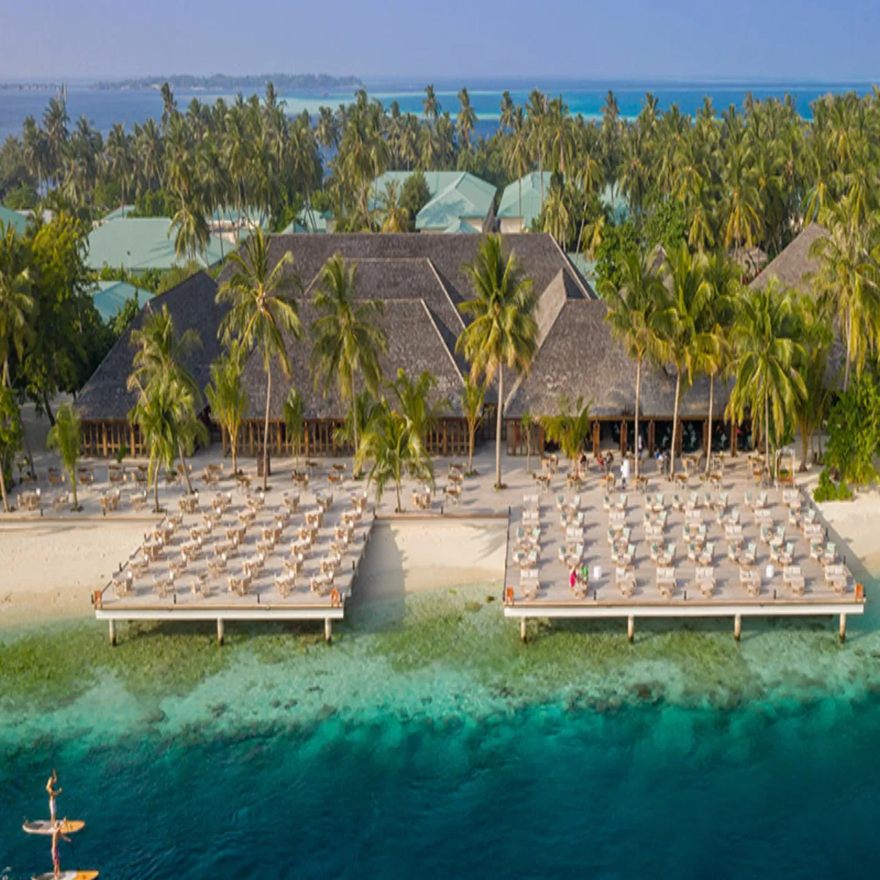 Aerial view of Vilamendhoo Island Resort & Spa on Vilamendhoo, Maldives