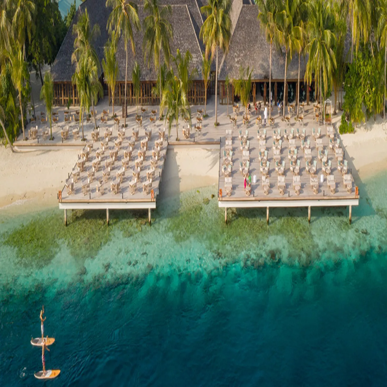 Aerial view of Vilamendhoo Island Resort & Spa on Vilamendhoo, Maldives