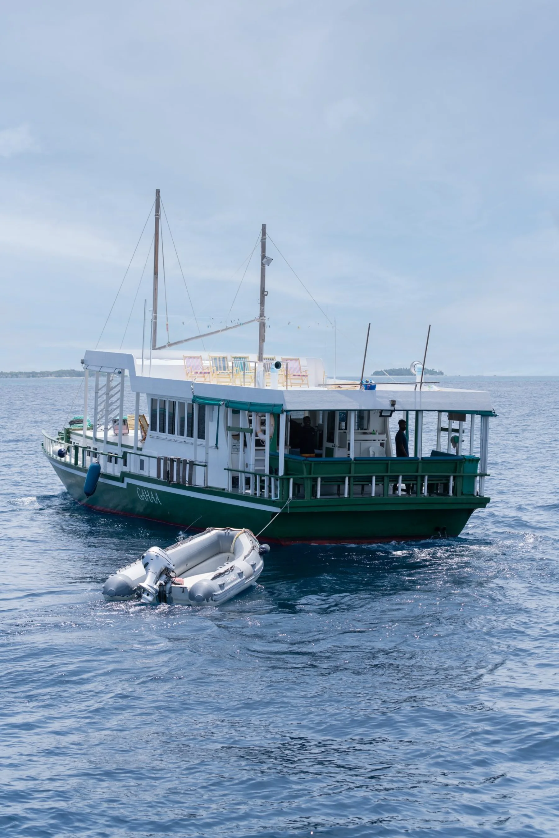 Gahaa cruising at sea on a private Maldives boat charter