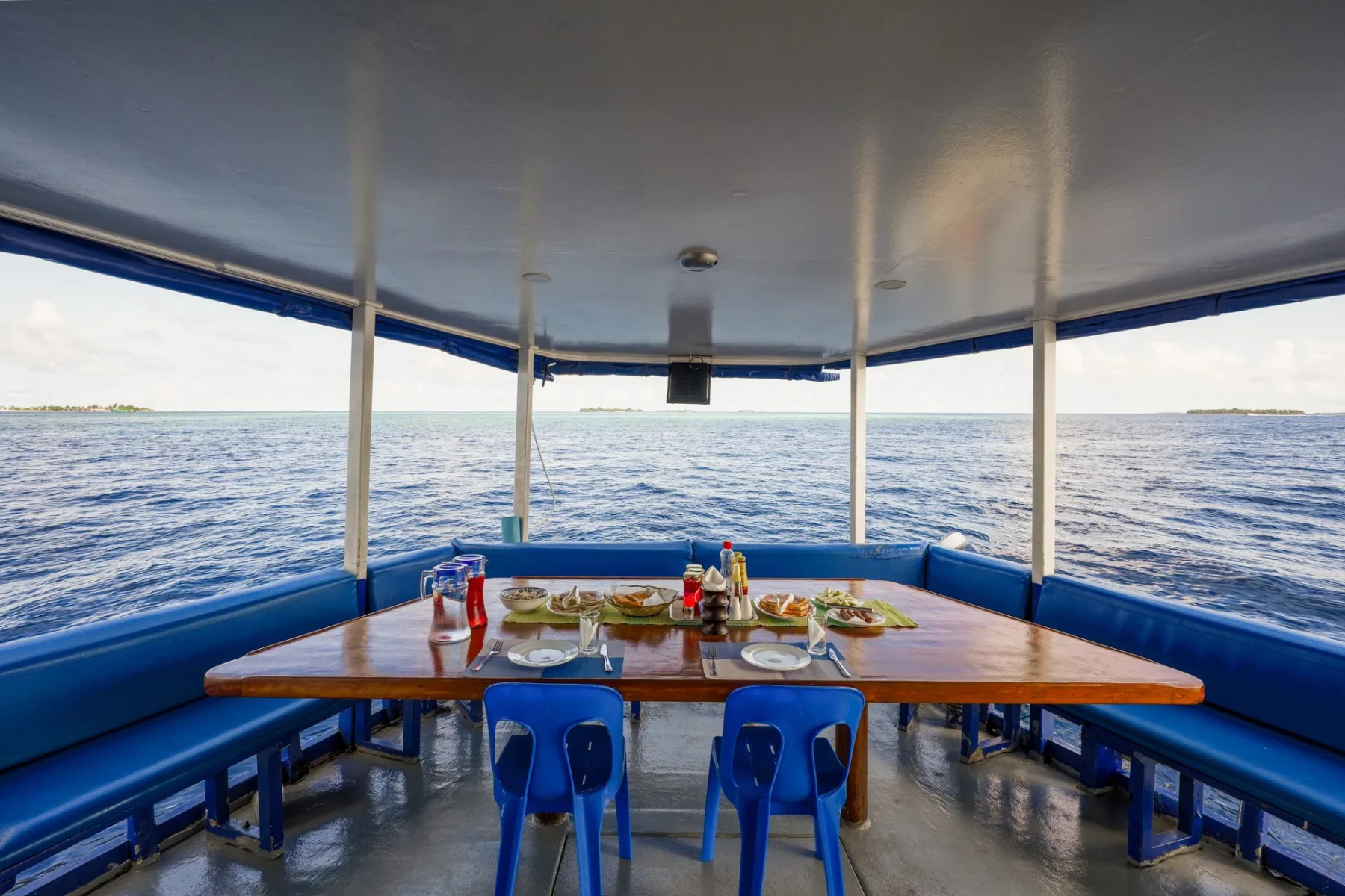 Onboard dining area aboard Koimala Maldives liveaboard