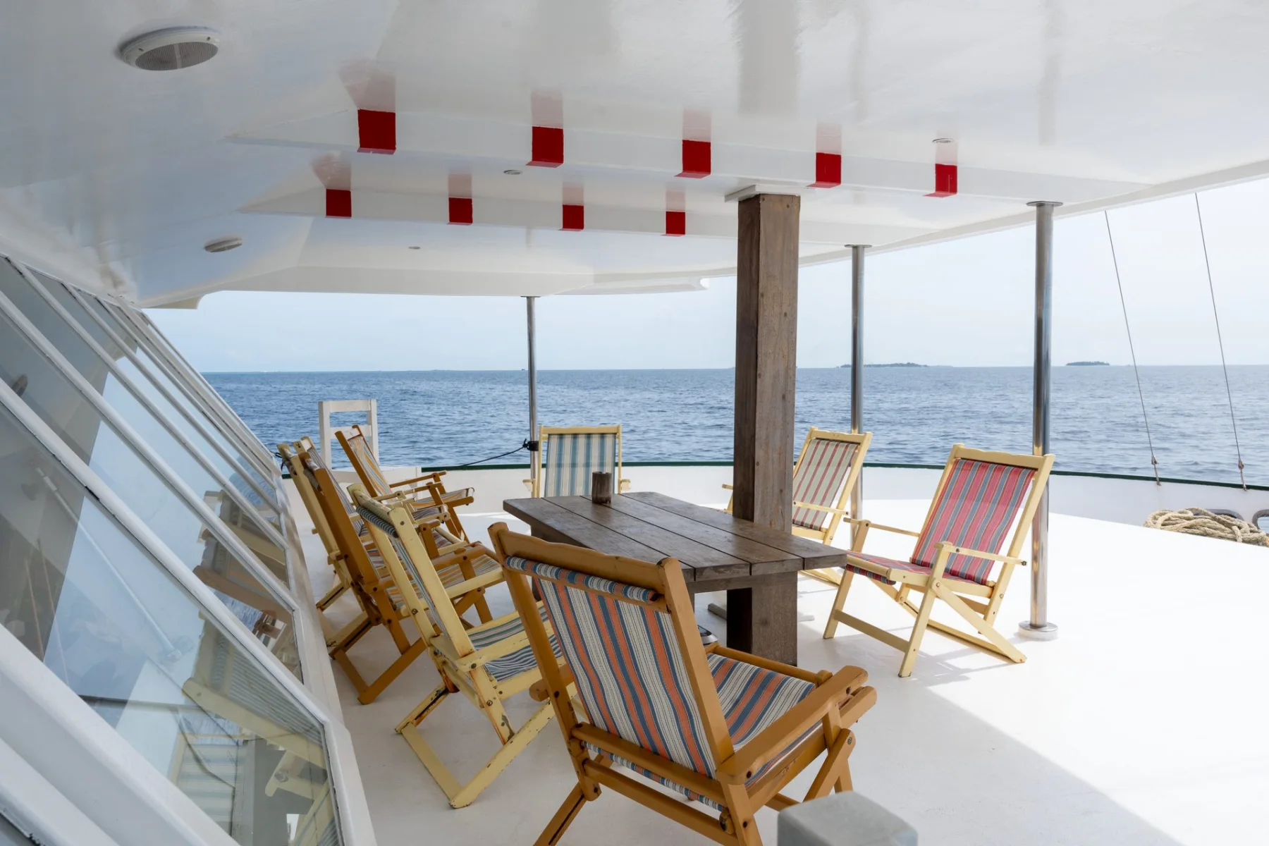Shared dining and lounge space aboard Sea Farer Maldives charter boat
